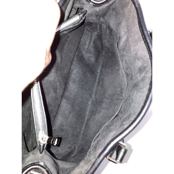 COACH F57630 BLACK SMOOTH LEATHER PURPLE FLORAL HANDBAG - Picture 13 of 16